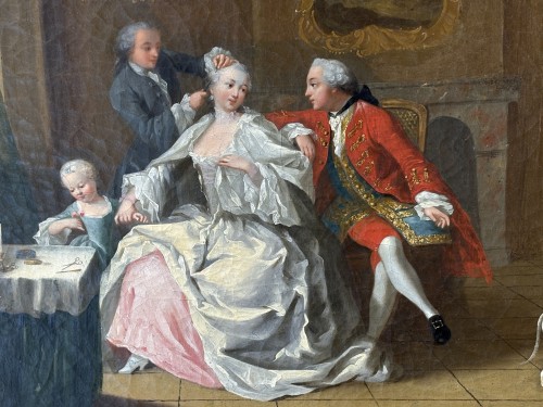La séance de coiffure, école française vers 1760 - Tableaux et dessins Style Louis XV