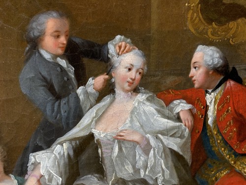 Tableaux et dessins Tableaux XVIIIe siècle - La séance de coiffure, école française vers 1760