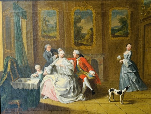 The hairdressing lesson, French school around 1760 - Louis XV