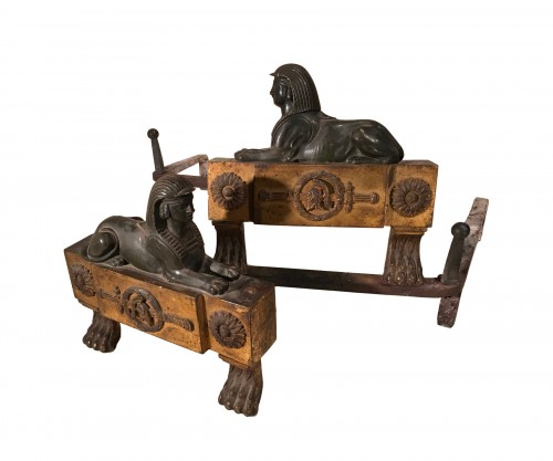 Pair of andirons with sphinxes, Paris Empire period