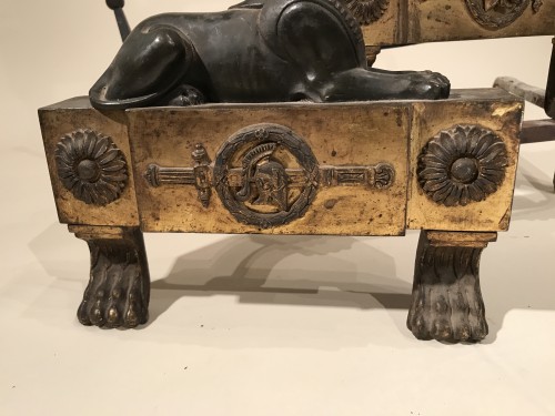 19th century - Pair of andirons with sphinxes, Paris Empire period