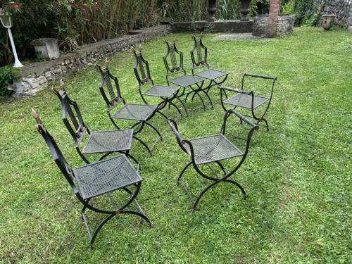 19th century - Wrought iron and bronze garden furniture