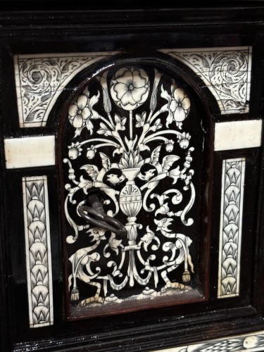 Furniture  - Travel cabinet in ebony, ivory and silver, Milan circa 1650