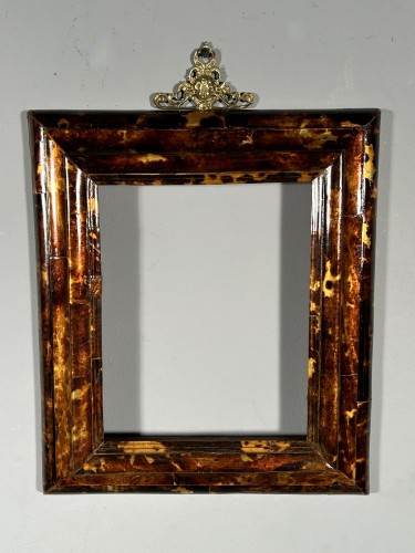 Miroirs, Trumeaux  - Paire de cadres en écaille sur feuille d'or, Naples vers 1850