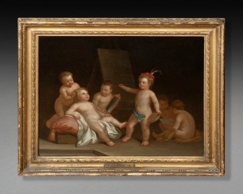 Tableaux et dessins Tableaux XVIIIe siècle - La peinture et la musique, paire de panneaux attribués à Jacob de Witt (1695-1754)