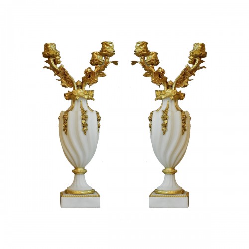 Christofle Paris, pair of candlesticks and a Louis XIV style candelabra -  Ref.100093