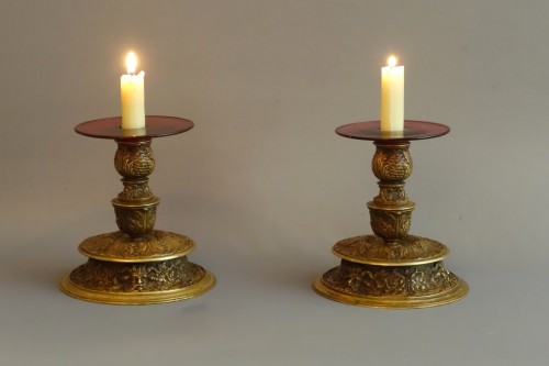 Paire de flambeaux vers 1500 - Luminaires Style Renaissance