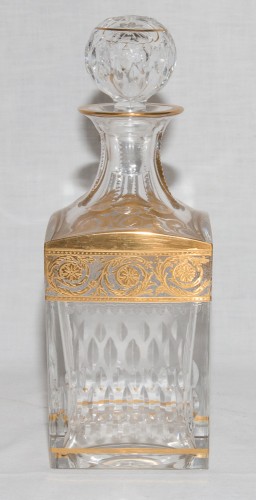 6 Verres et Carafe à Whisky Cristal de Saint Louis Modèle Thistle Or - 