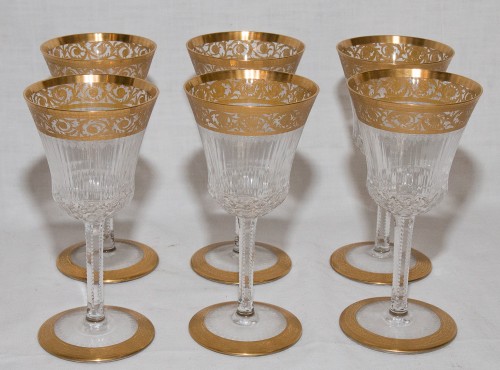 Argenterie et Arts de la table  - Série de 12 verres à pied Cristal De Saint Louis Modèle Thistle Or