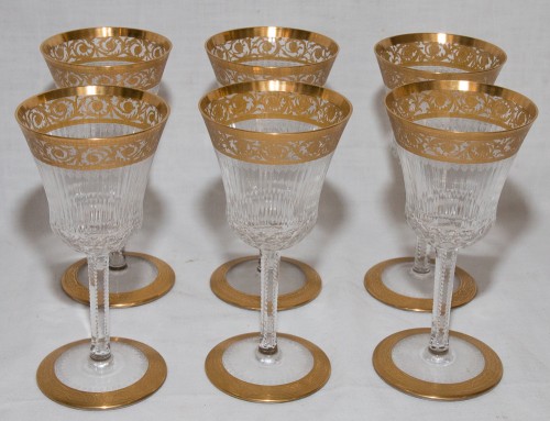 Série de 12 verres à pied Cristal De Saint Louis Modèle Thistle Or - Galerie Lauretta