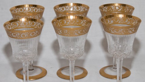 Série de 12 verres à pied Cristal De Saint Louis Modèle Thistle Or - 