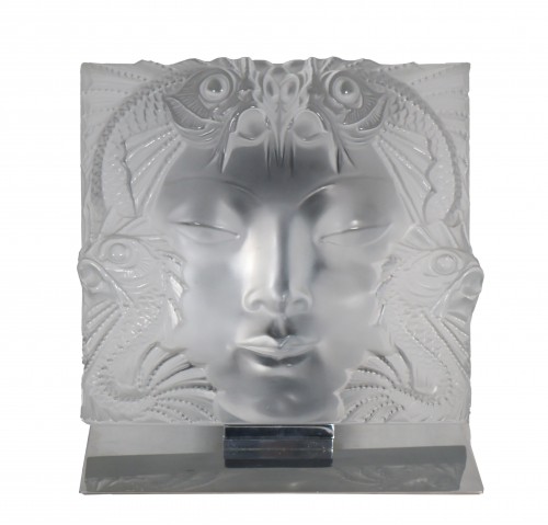 Lalique France - Motif décoratif "Fontaine Poissons" ou "Masque femme"