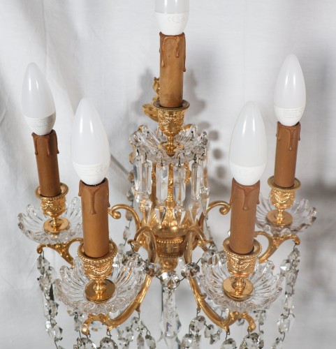 Paire d’appliques Baccarat en bronze doré époque Napoléon III - Luminaires Style Napoléon III