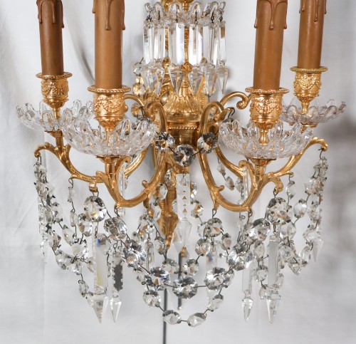 Luminaires Appliques - Paire d’appliques Baccarat en bronze doré époque Napoléon III