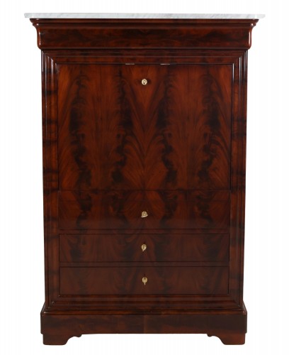 Secrétaire en acajou flammé d’époque Louis Philippe - Mobilier Style Louis-Philippe