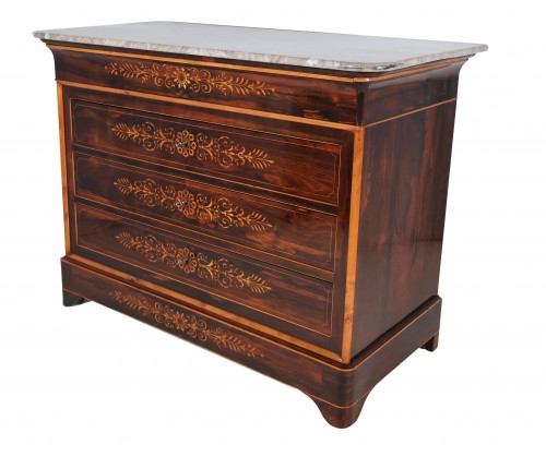 XIXe siècle - Commode Charles X en palissandre et citronnier