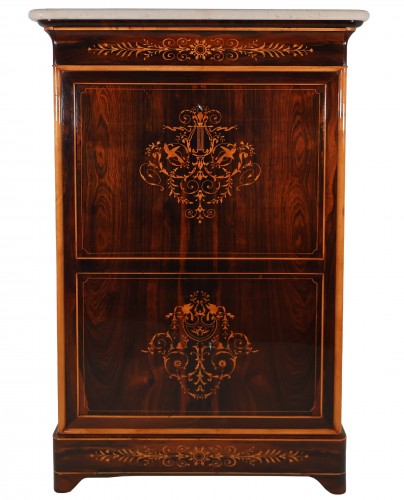 Secrétaire Charles X en palissandre et citronnier - Mobilier Style Restauration - Charles X