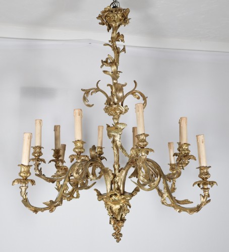 Lustre rocaille en bronze doré fin XIXe siècle - Luminaires Style 