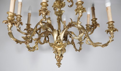 Lustre rocaille en bronze doré fin XIXe siècle - 