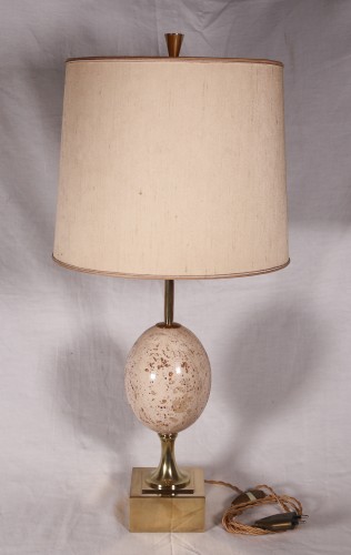 Maison Charles - Lampe œuf en travertin années1960/70 - Luminaires Style Années 50-60