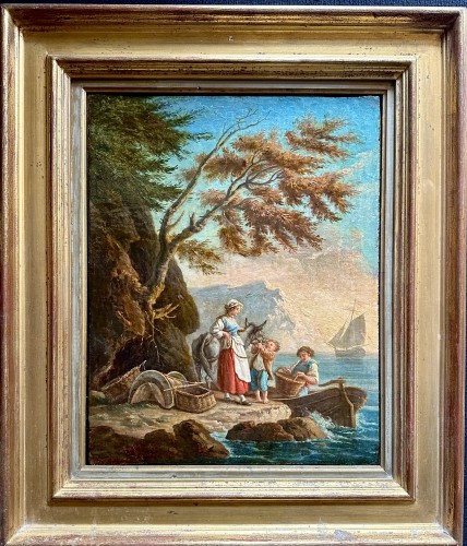 Family Returning from Fishing after Joseph Vernet  - Paintings & Drawings Style Louis XV