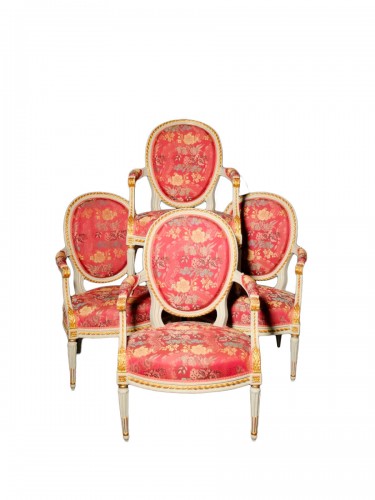 Pair of Period 18th Century French Louis XVI Walnut Fauteuil Arm Chairs —  CLAIR & CO