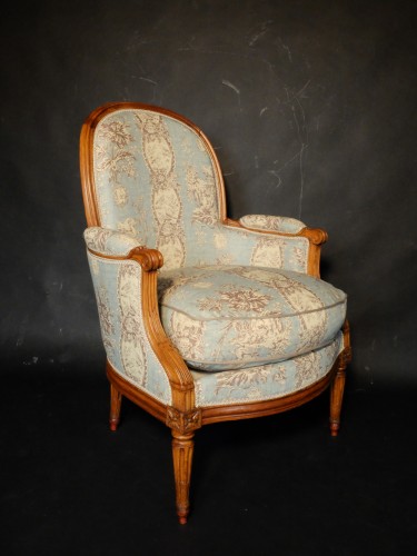 Bergère Louis XVI estampillé par Claude Chevigny - Sièges Style Louis XVI