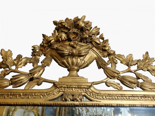 Important miroir d'époque Louis XVI en bois doré - Antiquités Olivier Alberteau