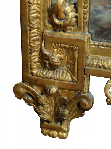 Antiquités - Important Louis XVI period mirror in gilded wood 