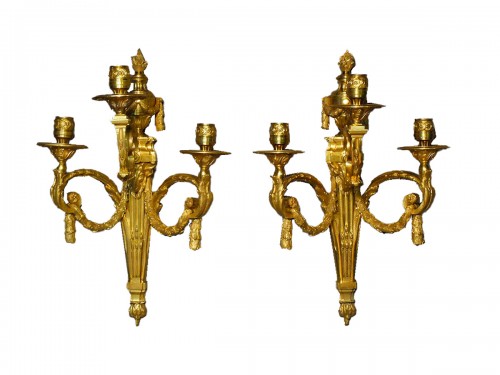 Pair of Louis XVI period ram sconces by Delafosse 