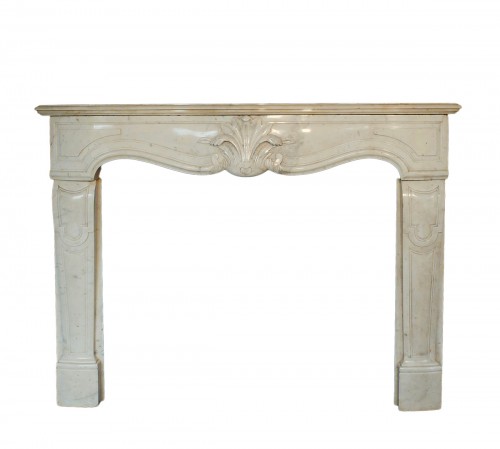 18th Century Fireplace In White Marble 