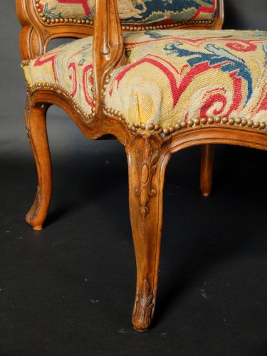 XVIIIe siècle - Suite de 4 fauteuils à la Reine estampillés de Delanois