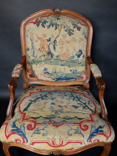 Antiquités - Suite de 4 fauteuils à la Reine estampillés de Delanois