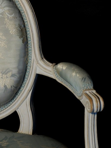 Seating  - Pair of Louis XVI armchairs stamped Pluvinet 