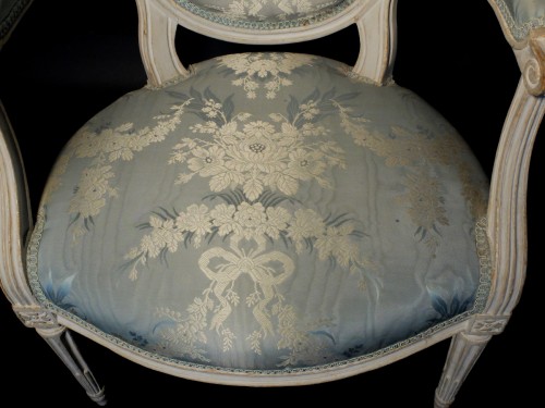 Pair of Louis XVI armchairs stamped Pluvinet  - Louis XVI