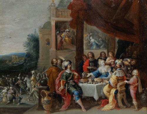 Le banquet d'Esther, atelier de Frans Francken II, 1er tiers du XVIIe siècle