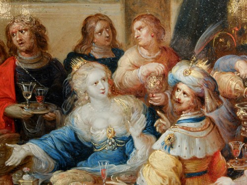 Tableaux et dessins Tableaux XVIIe siècle - Le banquet d'Esther, atelier de Frans Francken II, 1er tiers du XVIIe siècle