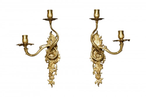 Pair of two-light Regence period wall lights 