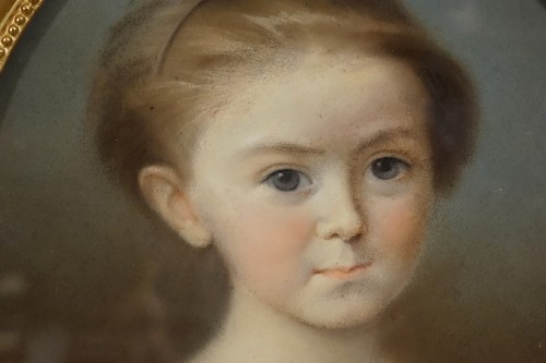 Portraits d'enfants - Paire de pastels XIXe - Antiquités Philippe Glédel