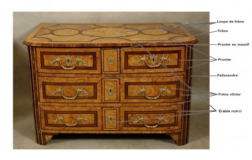 Antiquités - Commode grenobloise Louis XIV en bois des Alpes