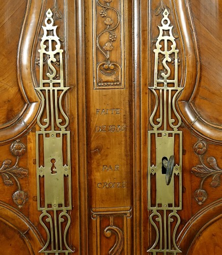 Armoire rennaise de mariage signée Croizé et datée 1836 - Mobilier Style 