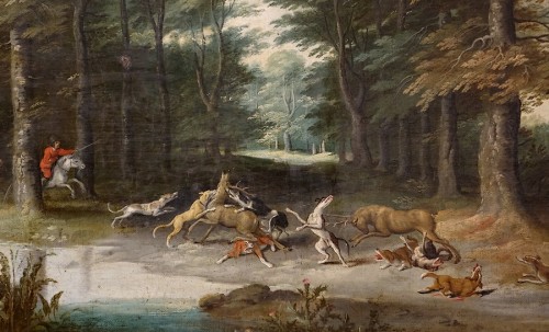 Tableaux et dessins Tableaux XVIIe siècle - Chasse aux cerfs par Pieter Snayers (1592 - 1666-7) - Flandres XVIIe