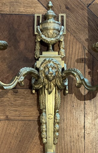 Paire d'appliques au Mufle de lion en bronze doré fin 19e - Sérignan Antiquités