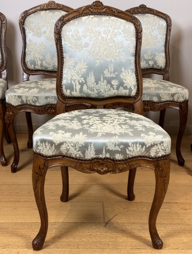 XVIIIe siècle - Série de six chaises à dossier à la reine estampillées Jean-Baptiste Gourdin
