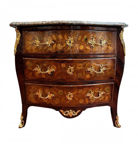 A Louis XV commode, flower marquetry, mid 18th Century circa 1745
