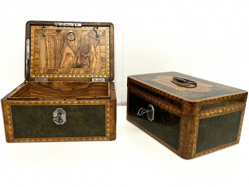 Pierre HACHE - Pair of inlaid secret and security boxes stamped Hache  - Objects of Vertu Style Louis XV