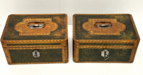 Objects of Vertu  - Pierre HACHE - Pair of inlaid secret and security boxes stamped Hache 