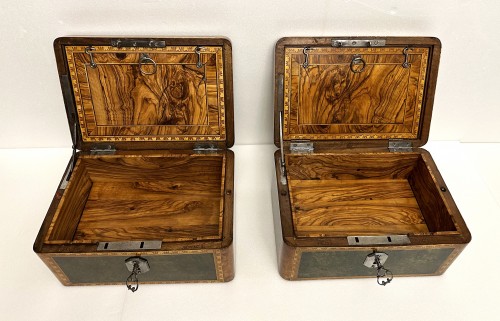 Pierre HACHE - Pair of inlaid secret and security boxes stamped Hache  - 