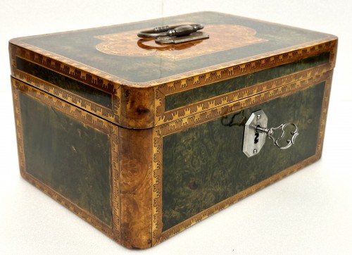 Antiquités - Pierre HACHE - Pair of inlaid secret and security boxes stamped Hache 