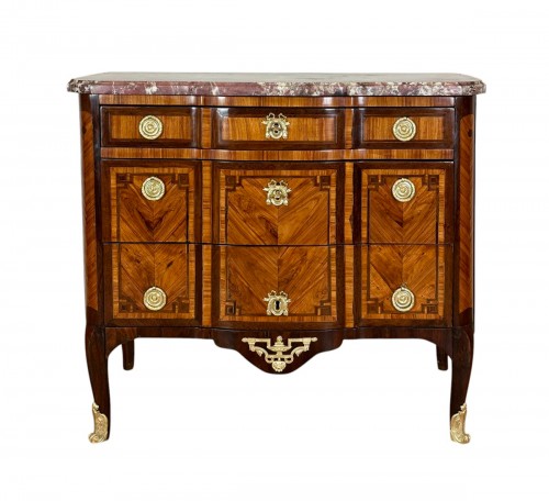 A Transitional ormolu-mounted marquetry commode stamped Jean Petit